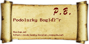 Podolszky Boglár névjegykártya